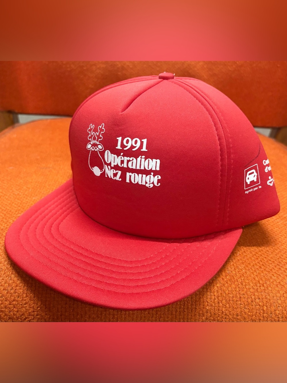 Vintage NWOT Opération Nez Rouge 1991 Red Trucker Cap Hat OSFA